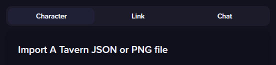 The anime.gf Studio import screen with Character, Link, and Chat tabs.