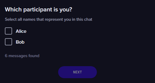 The TXT chat import participant mapping step in anime.gf.
